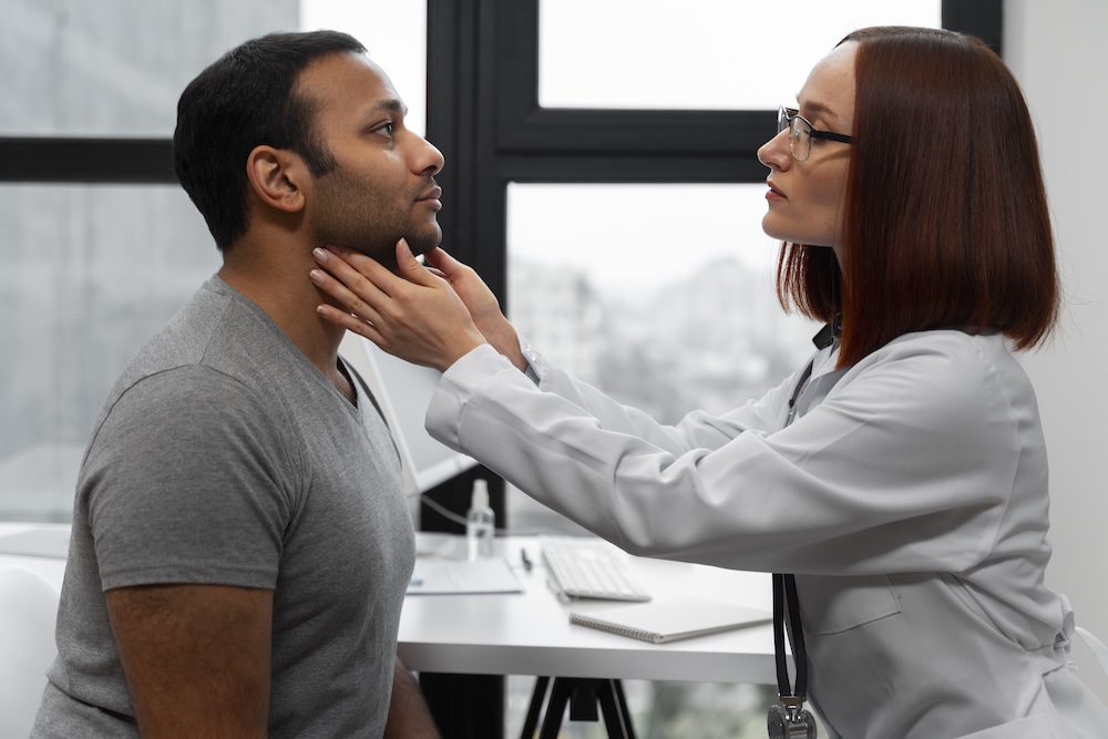 Strep Throat Doctor treating a patient