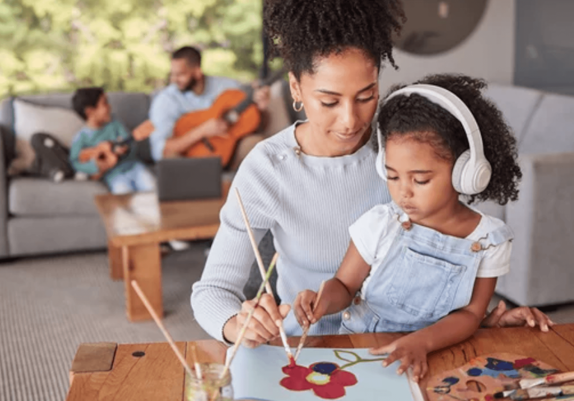Happy Family working with a Child