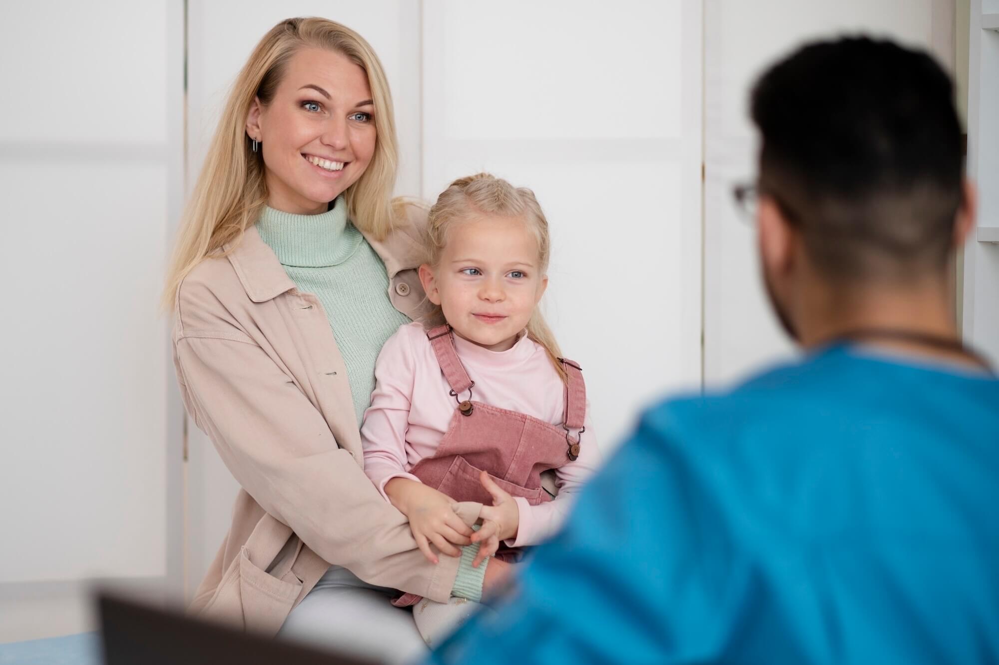 Provider talking to a family